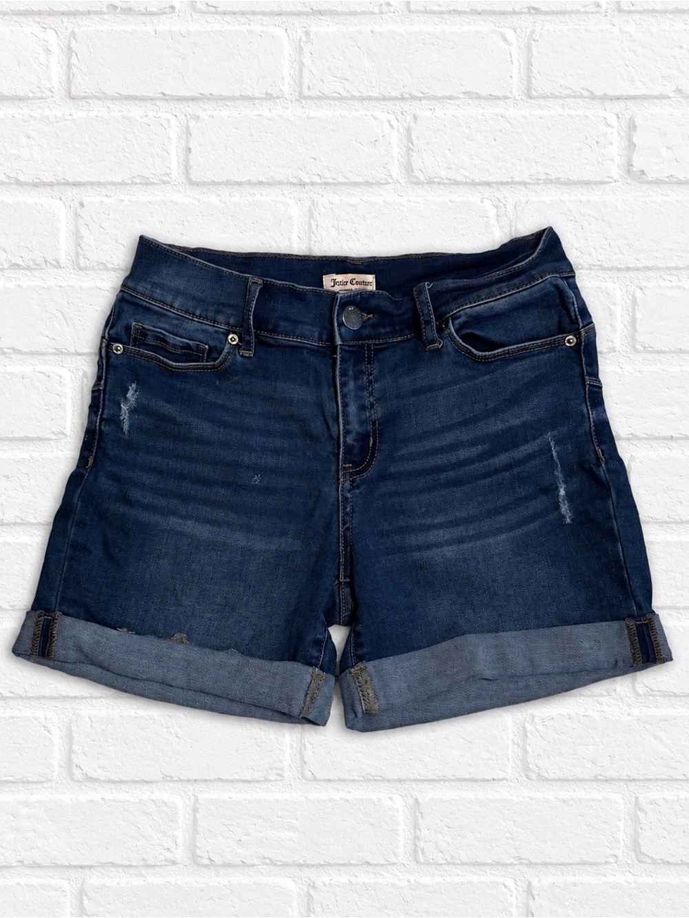 Juicy Couture Dark Wash Cuffed Denim Shorts Women’s Y2K Size 4